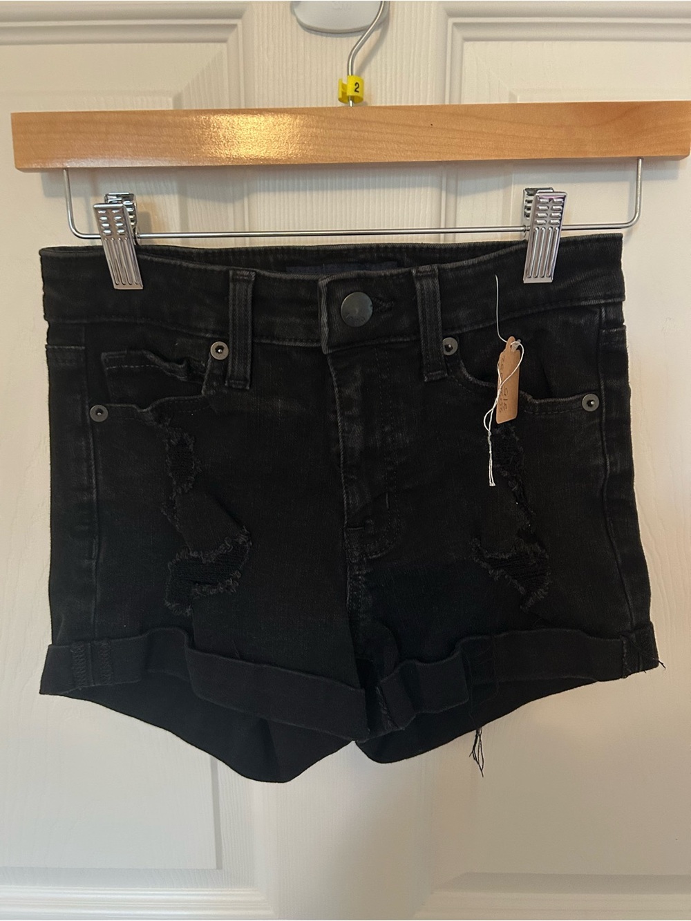 Aeropostale Black Distressed Rolled-Hem Kids Shorts size 2